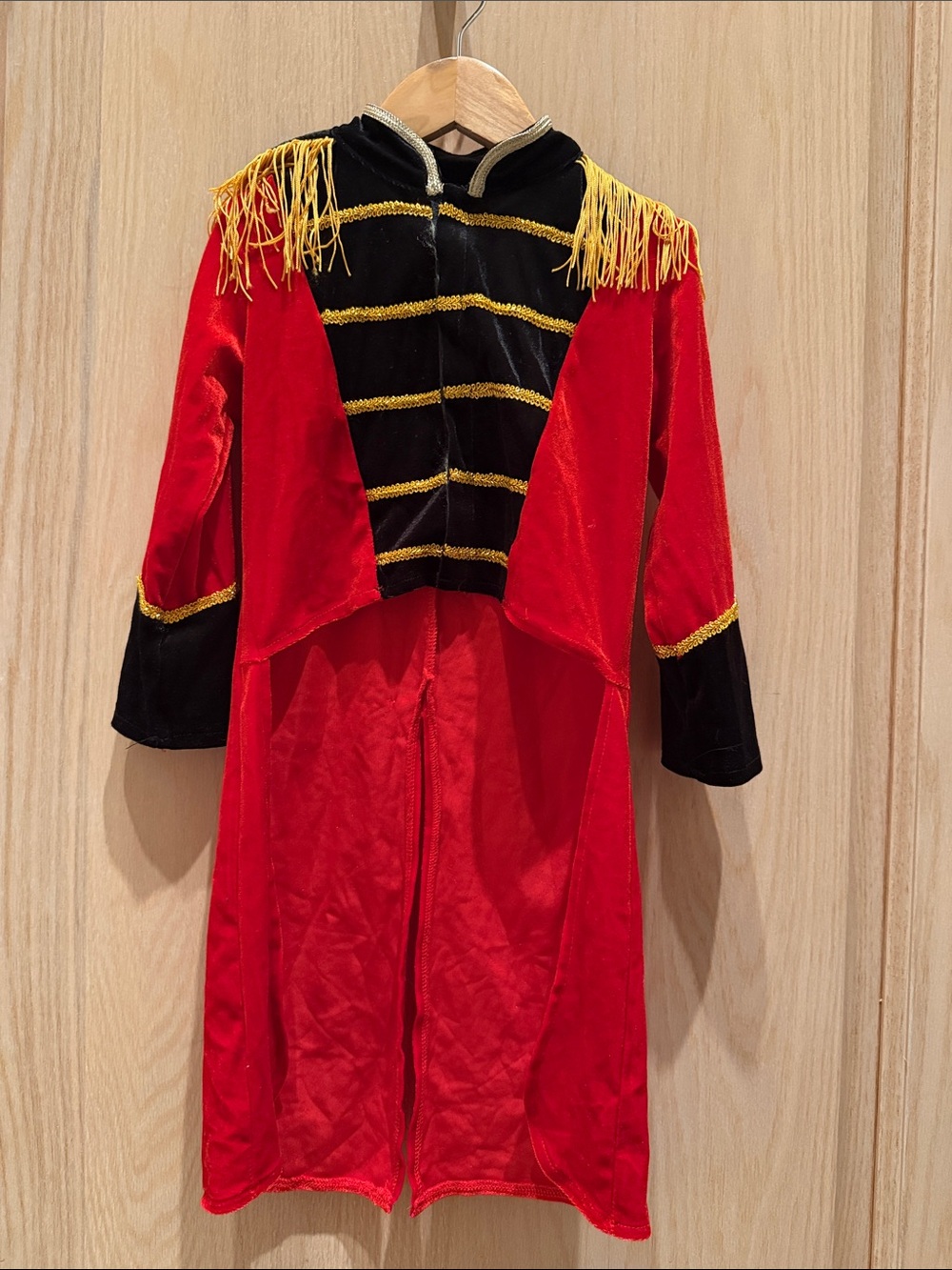 Red and Black Ringmaster Kids Costume with Gold Trim